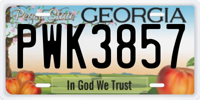 GA license plate PWK3857