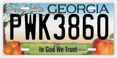 GA license plate PWK3860