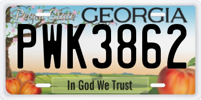 GA license plate PWK3862