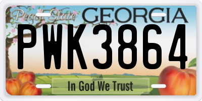 GA license plate PWK3864