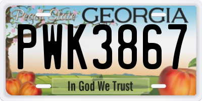 GA license plate PWK3867
