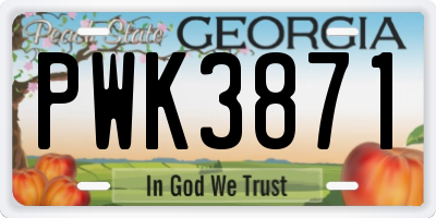 GA license plate PWK3871
