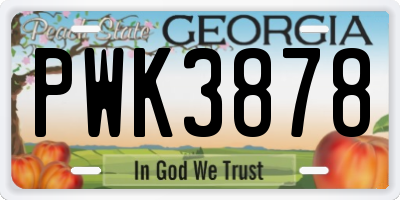 GA license plate PWK3878