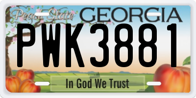 GA license plate PWK3881