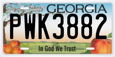 GA license plate PWK3882
