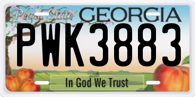 GA license plate PWK3883
