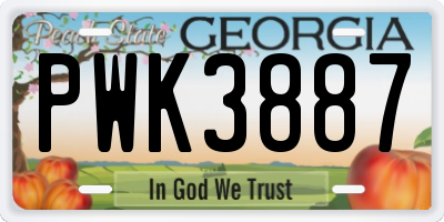 GA license plate PWK3887