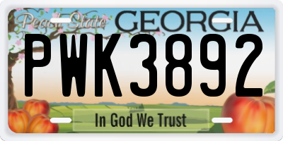 GA license plate PWK3892