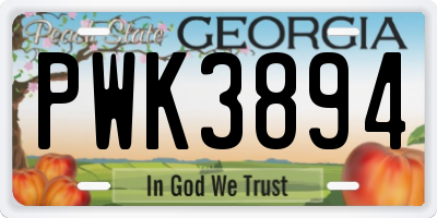 GA license plate PWK3894