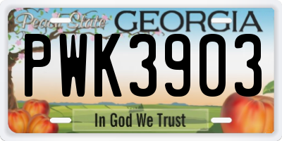 GA license plate PWK3903