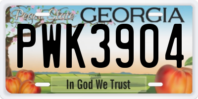 GA license plate PWK3904