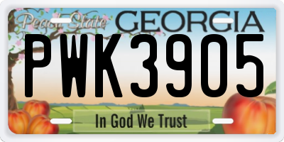 GA license plate PWK3905