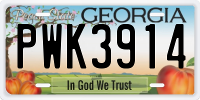 GA license plate PWK3914