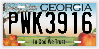 GA license plate PWK3916