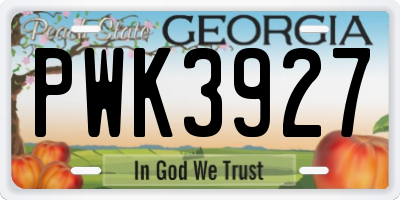 GA license plate PWK3927