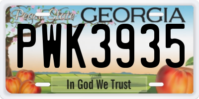 GA license plate PWK3935