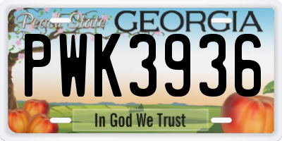 GA license plate PWK3936