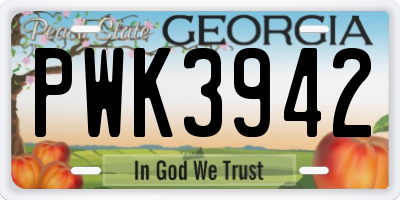 GA license plate PWK3942
