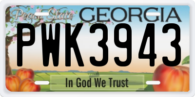 GA license plate PWK3943