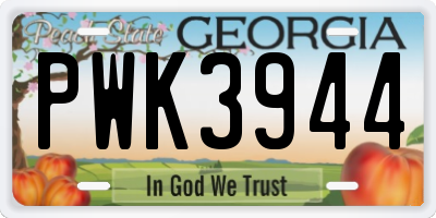 GA license plate PWK3944