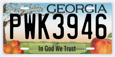 GA license plate PWK3946
