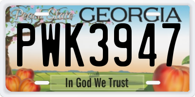 GA license plate PWK3947