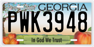 GA license plate PWK3948