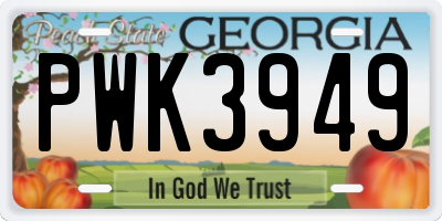 GA license plate PWK3949
