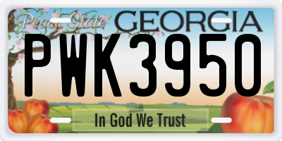 GA license plate PWK3950