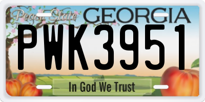 GA license plate PWK3951