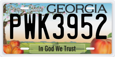 GA license plate PWK3952
