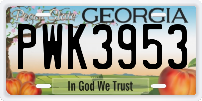GA license plate PWK3953