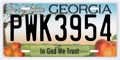 GA license plate PWK3954
