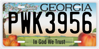 GA license plate PWK3956