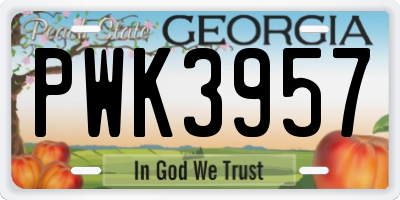 GA license plate PWK3957