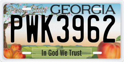 GA license plate PWK3962