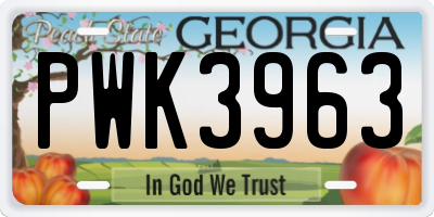 GA license plate PWK3963