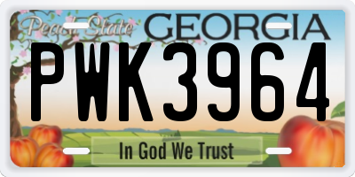 GA license plate PWK3964
