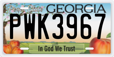 GA license plate PWK3967