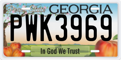 GA license plate PWK3969