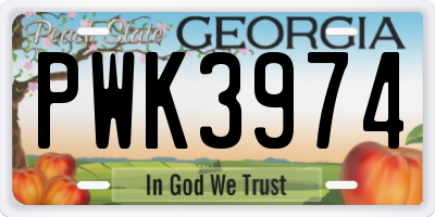 GA license plate PWK3974