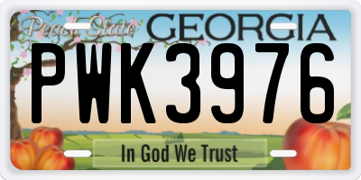 GA license plate PWK3976