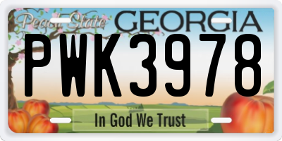 GA license plate PWK3978