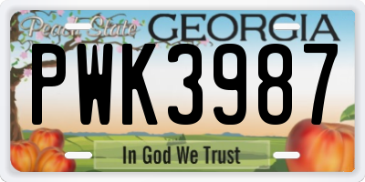 GA license plate PWK3987