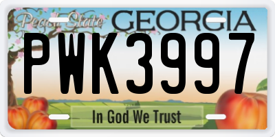 GA license plate PWK3997