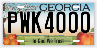 GA license plate PWK4000