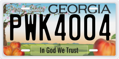 GA license plate PWK4004