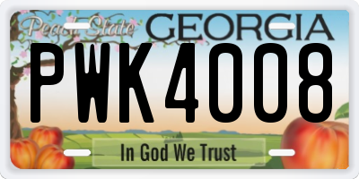 GA license plate PWK4008