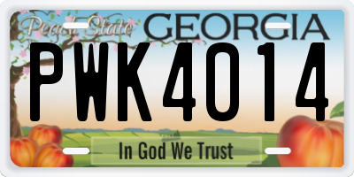 GA license plate PWK4014