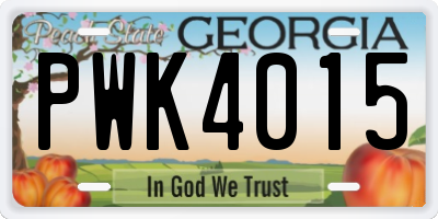 GA license plate PWK4015